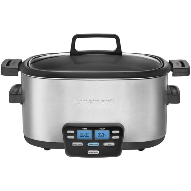Cuisinart 3-In-1 Cook Central® Multiolla, olla de cocimiento lento, olla de vapor, Plateado, 5,67L, 1
