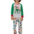 thumbnail image 2 of Family Matching Parent-Child Christmas Pajamas Sets Cartoon Dinosaur Print Long Sleeve T-Shirt + Long Pants Jumpsuit, 2 of 10