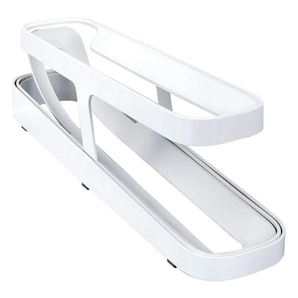 Dispensador de huevos para refrigerador de 2 niveles Portahuevos de cocina con desplazamiento automático (blanco) Likrtyny Libre de BPA