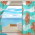 thumbnail image 4 of FREEAMG Orange Octopuses Blue Sea Waves Sheer Curtains Window Voile Panels Drapes Tulle Curtains, Semi Sheer Curtains 84 Inches Long for Living Room Bedroom, Set of 2, 4 of 4