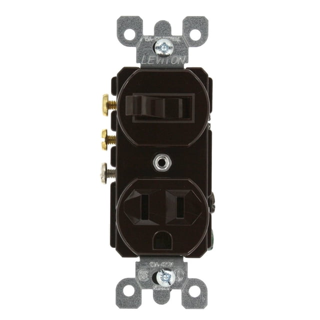 Receptáculo de interruptor de 3 vías Leviton, 15 A, 120 V, marrón 5245