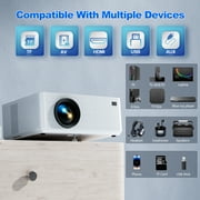 WiFi 6 & Bluetooth 5.2 Smart Projector, 16000Lux 4K Support, Built-in Android OS, Wireless Screen Mirroring, Compatible with TV Stick/Phone/HDMI/USB/TF