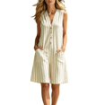 thumbnail image 3 of Sentmoon Short Rompers for Women Solid Color Sleeveless V Neck Jumpsuits for Women Dressy Button Down Breathable Loose Fit Romper for Women with Pockets, 3 of 8