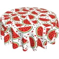 thumbnail image 3 of Watermelon Tablecloth Summer Fruit Round Table Cloths Circular Table Cover Washable Polyester Tabletop for Dining Kitchen Picnic Camping Party Decor 60 Inch, 3 of 6