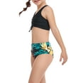 thumbnail image 4 of Faithtur Daughter  Mother Family Matching Swimwear Solid Color Sleeveless Drawstring V-Neck Tops + Leaves Print Panties Bikini Set, 4 of 9