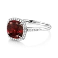 thumbnail image 6 of Gem Stone King 10K White Gold Red Garnet and Accent Diamond Engagement Ring for Women | 2.74 Cttw | Cushion Cut 8MM | Gemstone Birthstone | Size 5,6,7,8,9, 6 of 7