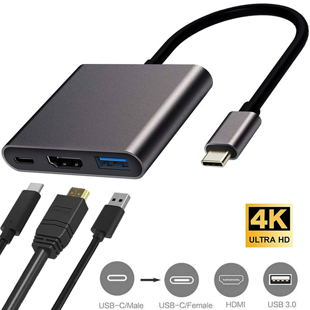 koncept Grundlæggende teori Måne USB C to HDMI Adapter, USB 3.1 Type C Hub to Digital AV Multiport Adapter  with 4K Output, USB 3.0 Port/Charging Port Compatible  Chromebook/MacBook/iMac/Samsung/Projector/Monitor/Yoga - Walmart.com