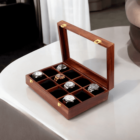 Personalised Handmade Wooden Watch Box for Men, Display & Storage Case for Timepiece, Jewelry Box for Women, Vintage Watch Box, Gift for Him
