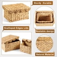 thumbnail image 3 of 2 Pack Scalloped Wicker Storage Baskets with Lids, Rectangle Rattan Storage Basket, Handwoven Water Hyacinth Decorative Basket for Bedroom Living Room Organization, 3 of 7