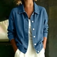 thumbnail image 5 of TGSLY Women's Fall Denim Jacket Lightweight Collared Button Down Jean Cardigan Coat Loose Casual Long Sleeve Solid Color Shacket Jacket S, 5 of 6