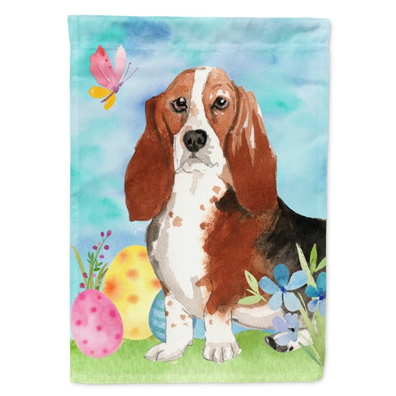 Carolines Treasures CK1927GF Easter Eggs Basset Hound Flag Garden Size  Small multicolor