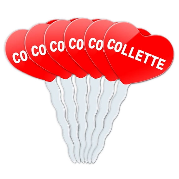 Collette Heart Love Cupcake Picks Toppers - Set of 6