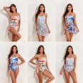 thumbnail image 2 of Traje de baño de una pieza con falda de gasa de un solo hombro, traje de baño de dos piezas con estampado sexy, traje de baño de vacaciones, 2 of 3