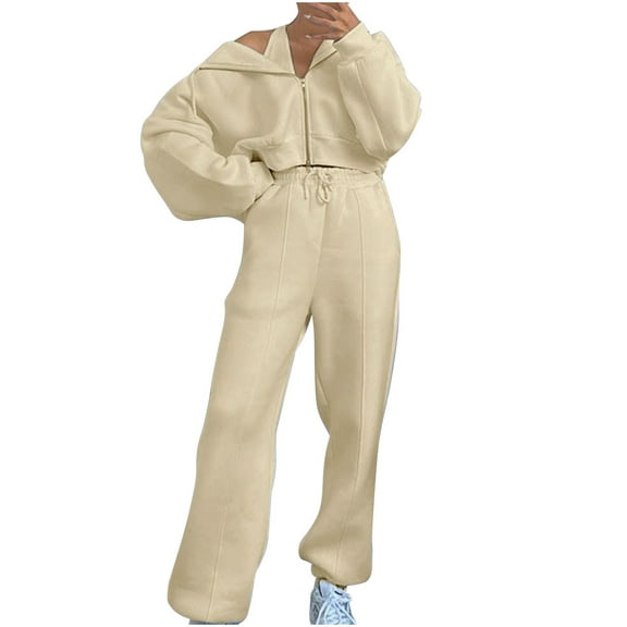 yievot Women's Sweatsuits Set Long Sleeve Zip Up Hoodies and Jogger Pants Set 2 Piece Tracksuit Lounge Set Fall Outfit