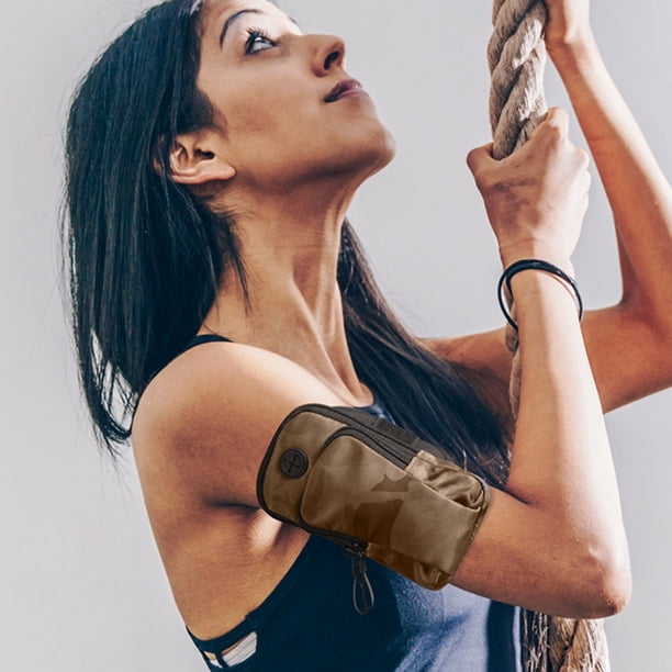 Paquete antirrobo Bolsas para brazalete Bolsas elásticas para el brazo del teléfono para deportes al aire libre (marrón)