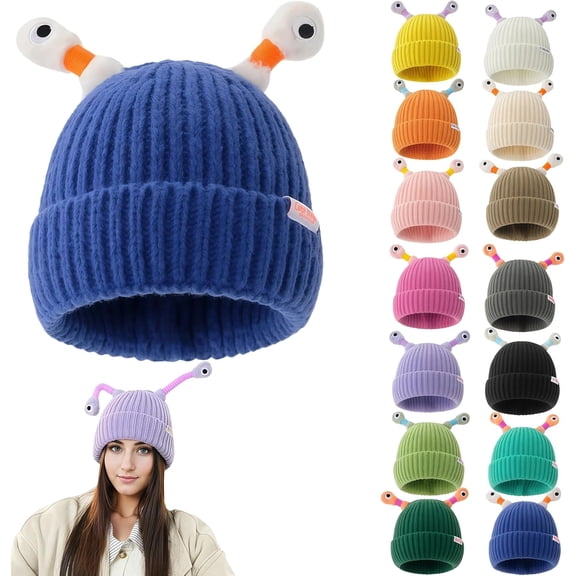 Winter Parent-Child Cute Glowing Little Monster Knit Hat,Funny Glowing Monster Tentacle Hat,Light Up Knit Beanie Winter Warm Hat for Kids Adults