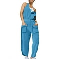 thumbnail image 5 of Kmdttou Womens Sweatshirt for Women'S Spring/Summer Solid Color Casual Round Neck Button Sleeveless Waist Pocket Sports Jumpsuit Pants on Clearance!, 5 of 7