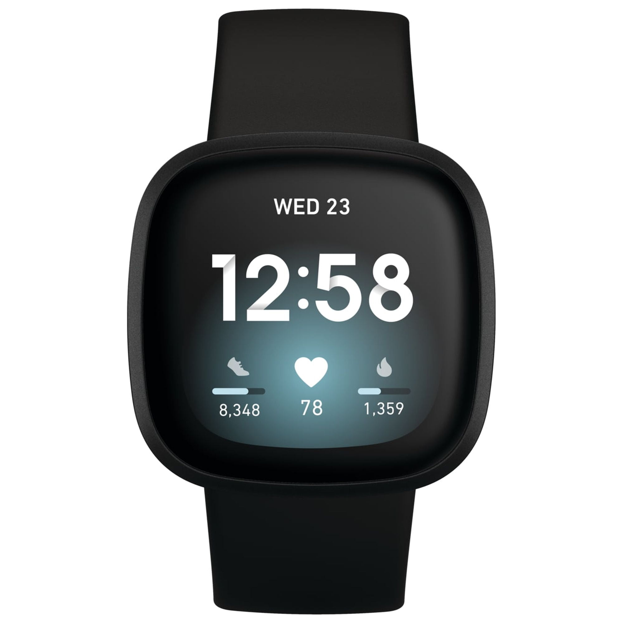 Fitbit Versa 3 Health & Fitness Smartwatch - Black/Black Aluminum 