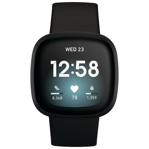 Fitbit スマートウォッチ VERSA 3 BLACK/BLACK FB5… Fitbit Versa 3 Black Health & Fitness Smartwatch with Aluminum