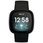 Fitbit Versa 3 Music 40.13 mm Aluminum Case with Black Watch Band, 1 Pack