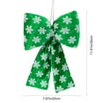 thumbnail image 3 of Moocorvic Sequin Christmas Bows for Christmas Tree Decoration, Winter Xmas Snowflake Pattern Wreath Bows Green, 3 of 7