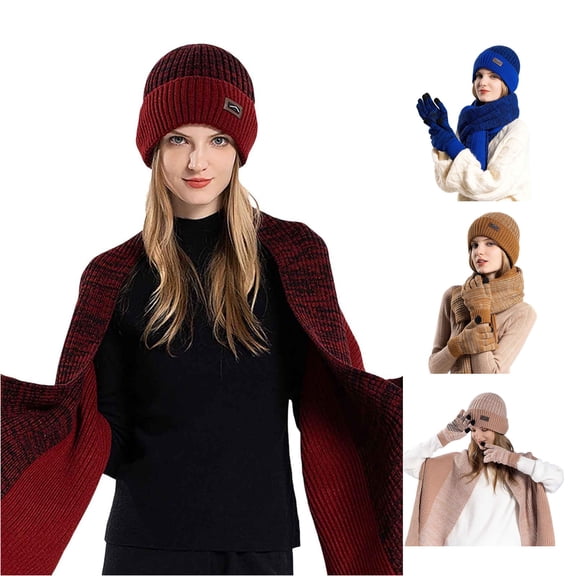 HNMKIU Cozy Slouchy Winter Knitted Hat Scarf Sets Unisex Warm Thermal Outdoor Accessories - One Size