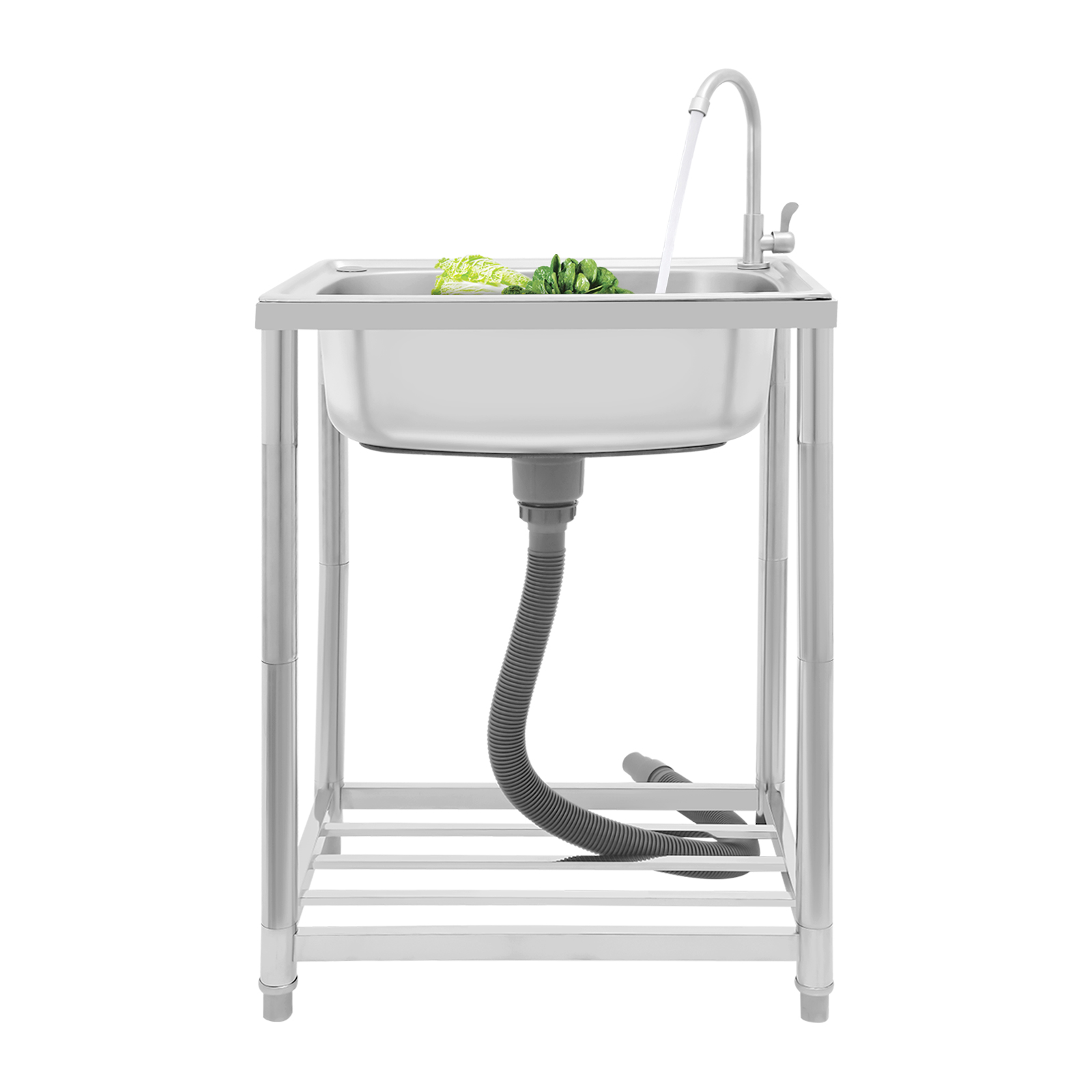 Kitchen Sink, Stainless Steel Sink, Free Standing Single Bowl Sink, widely used in homes, outdoors, restaurants, laundry rooms, basements, bars