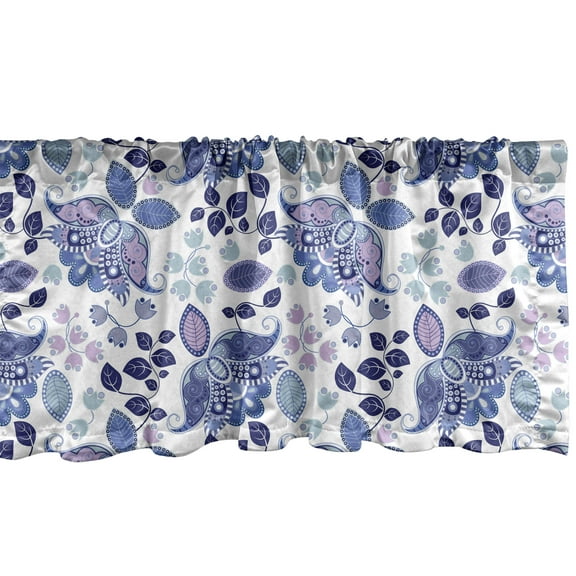 Ambesonne Paisley Window Valance, Boho Pastel Leaves, 54" X 18", Mauve Violet Blue