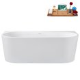 thumbnail image 2 of 67" Streamline G-46-211-PBR Soaking Glossy White Freestanding Tub and Tray With Internal Drain in Polished Brass, 2 of 20