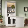 thumbnail image 2 of New 83.4"Tall Bookshelf with Writing Desk, Modern Bookcase with Study Desk, Workstation with Storage Shelf,Storage Bookcase with Open Shelves and LED Lighting for Living Room,Home Office,White, 2 of 8