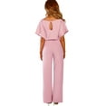 thumbnail image 2 of Women's Short Sleeve Jumpsuits and Rompers Casual Wide Leg Tie Waist One Piece Summer Overalls Outfit, 2 of 3