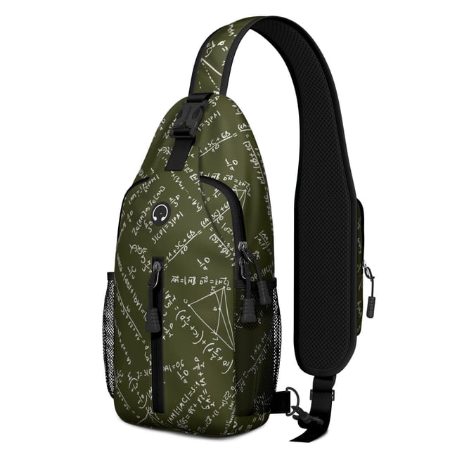 Science Rules Sling Backpack, Math Physics Chemistry Crossbody Daypack for Science Classroom and Laboratory