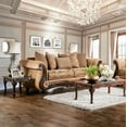 thumbnail image 6 of Traditional Living Room Furniture 2pc Sofa Set Gold/Bronze Sofa Loveseat Chenille Fabric And Faux Leather Couch Pillows Rolled Arms USA, 6 of 7