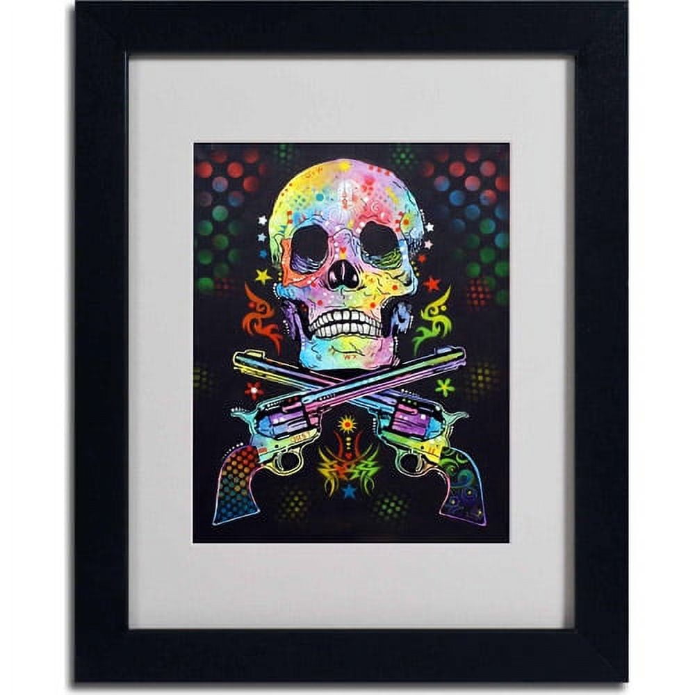 Trademark Fine Art "Skull and Guns" Canvas Art by Dean Russo, Black Frame