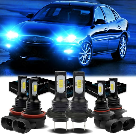H7 Headlights for 2011-2016 Buick Regal 8000K Ice Blue H7 H11 High/ Low Beam 9145 Fog light Bulbs,6pc