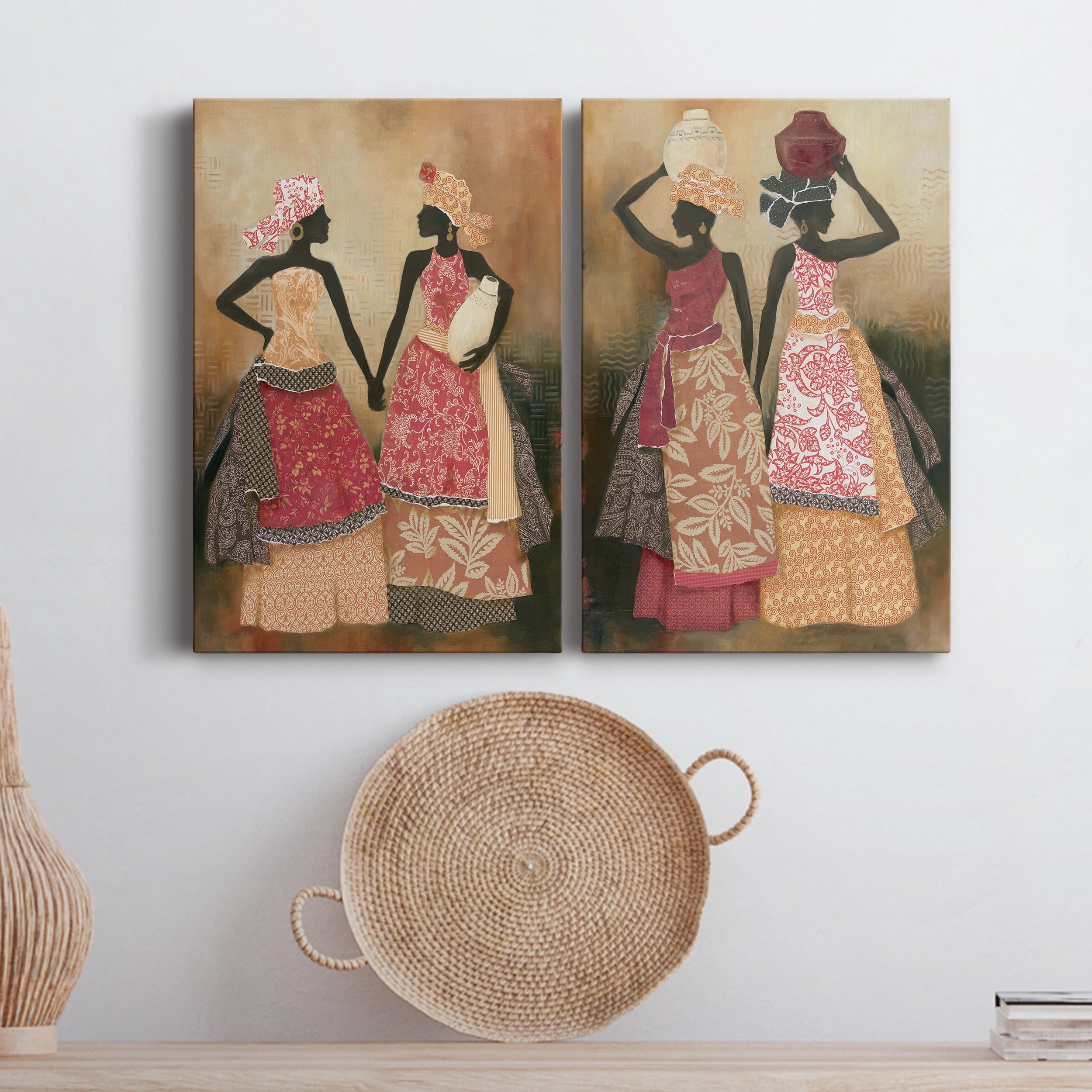 Village Women I Premium Gallery Wrapped Canvas - Ready to Hang - Set of 2 - 8 x 12 Each