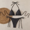 thumbnail image 5 of VMESZQFG Women's Polka Dots Bikini Set Halter Two Piece Sexy Swimsuit Triangle Top String Swimwear Tie Side Bathing Suit Black S Size, 5 of 9