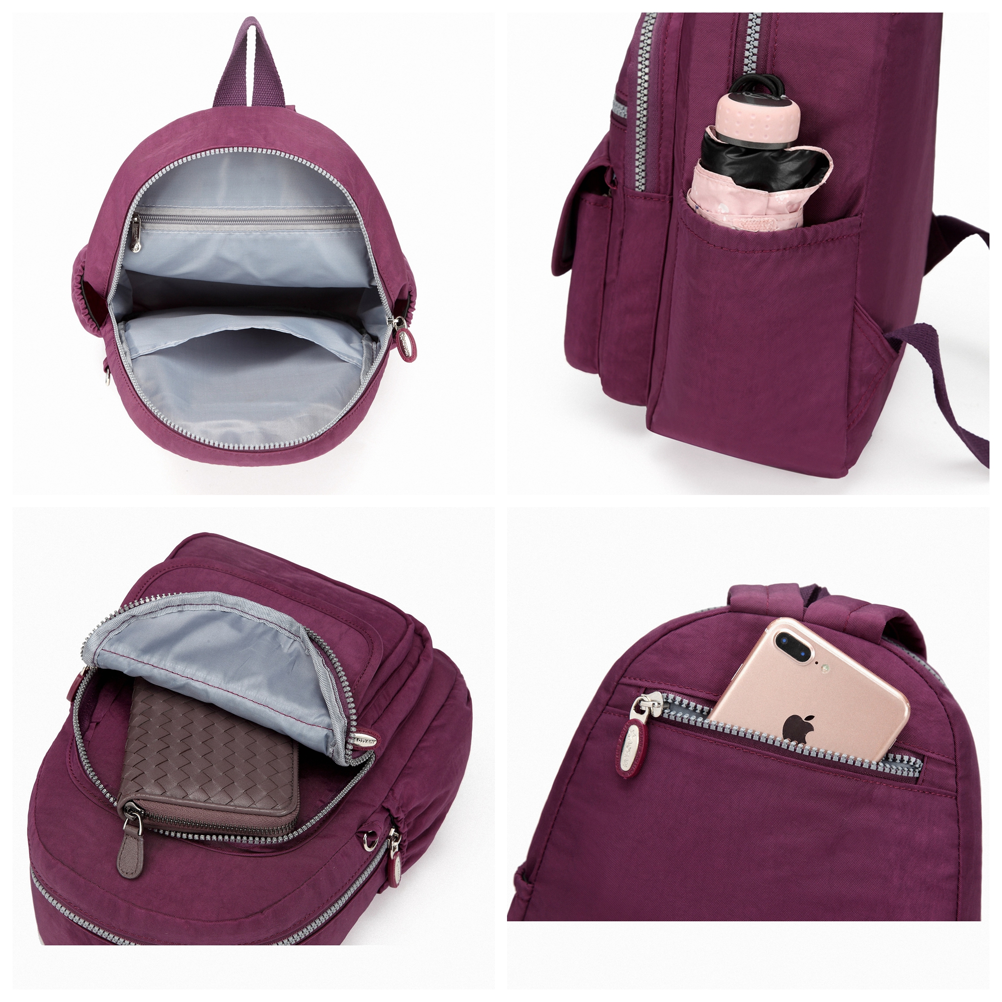 AOTIAN Mini Nylon Women Backpacks Casual Lightweight Small Daypack for Girls Purple - image 5 of 7