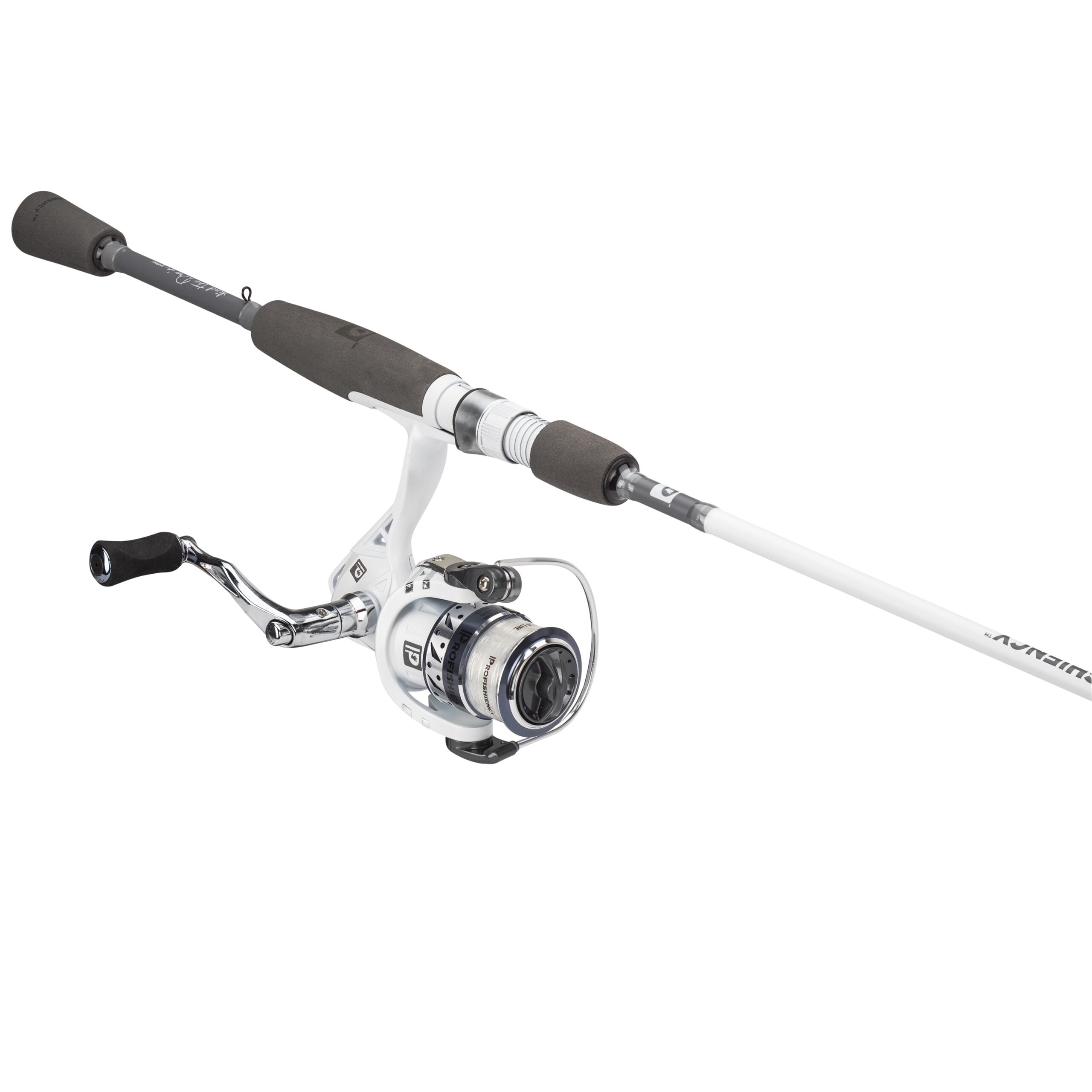 ProFISHiency Grey and White Fiberglass 5ft 8in Medium Graphite Spinning Fishing Pole Combo