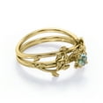 thumbnail image 3 of JeenMata Botanical Design 0.50 Carat Round Shape Natural Scenic Moss Green Agate Solitaire Wedding Ring Set in 18K Yellow Gold Plating over Silver, 3 of 7