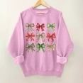 thumbnail image 2 of Bcresic Christmas Oversized Tops for Womens Fashion Crewneck Sweatshirts Cute Bowknot Graphic Pullover Fleece Shirts Drop Shoulder Long Sleeve Xmas Holiday Clothes Hoodies Sweaters,01A_Pink,Medium, 2 of 3
