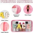 thumbnail image 3 of AOMRCOL Clear Patch Makeup Bag Face Pouch,Personalized Chenille Letter Cosmetic Pouch for Travel,Nylon Waterproof Organizer Travel Essentials Zipper Toiletry Bags for Women Girls (Pink), 3 of 7