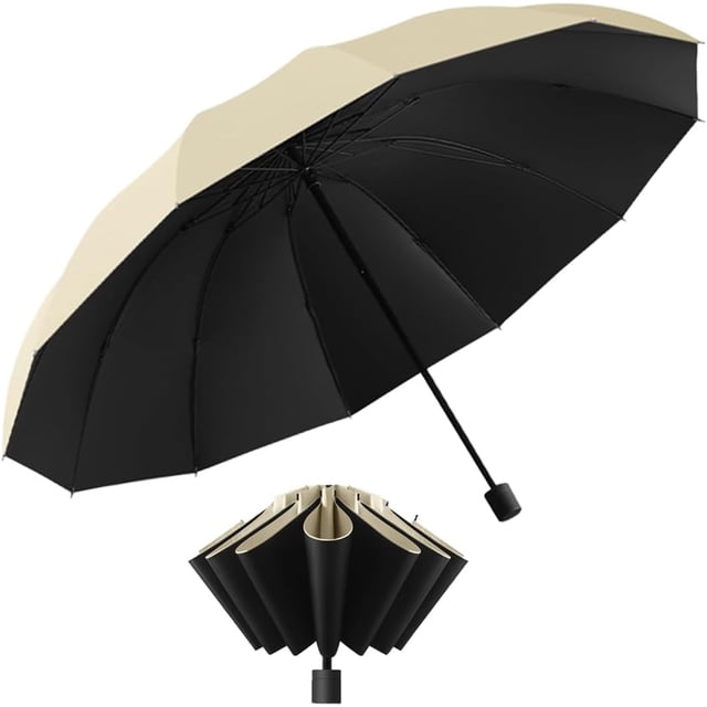 Paraguas Plegable Reforz, Sombrilla Grande para Lluvia y Sol, Paraguas de Bolsillo Resistente al Viento con 12 Varillas de Aleación, Protección UV y Ligero y Portátil, para Hombres y Mujeres