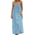 thumbnail image 2 of WULMLEO Backless Cami Dress for Women Sleeveless Spaghetti Strap Open Back Beach Dresses Summer Holiday Dress with Back Tie Light Blue S, 2 of 9
