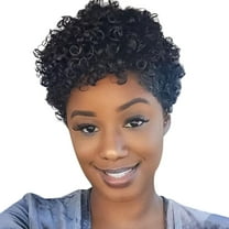 Beessbest Short Curly Human Hair Wigs for Women Brazilian Virgin Short Human Hair Pixie Cut Wigs Short Bob Curly Non Lace Human Hair Wigs for Daily Party Use