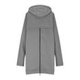 thumbnail image 6 of GaThRRgYP Plush Casual Women's Jacket for Winter,Women's Solid Color Jacket Thickening Fleece Winter Zipper Long Sleeve Pocket Hooded Long Sweater Gray S, 6 of 9