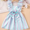 thumbnail image 7 of AUNVITO Toddler Girls Sweet Bow Striped Puff Sleeve Spaghetti Strap Summer Dress, 7 of 7