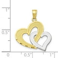 thumbnail image 3 of 10K Two-Tone Gold Charm Pendant Themed 25 mm 21 & Rhodium Double Heart, 3 of 4