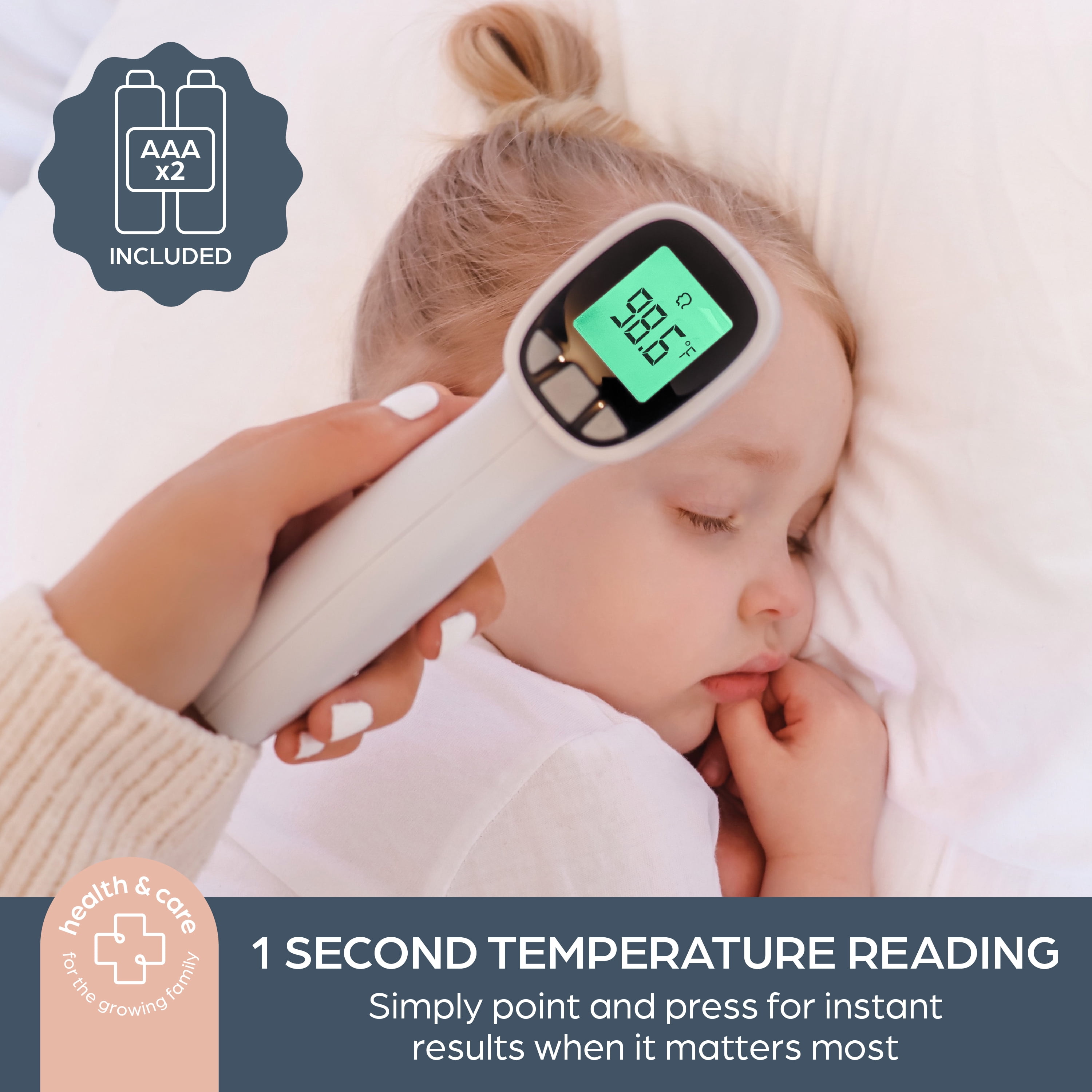 Dreambaby® Non-Contact Rapid Response Infrared Digital Forehead Thermometer - 20 Readings Memory Recall, 10 sec Shut-Off - for Infants, Children, and Adults - White