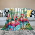 thumbnail image 2 of Creowell Flamingos Palm Trees Tropical Gifts Blanket Super Soft Flannel Blankets for Bed Sofa Decor 60x80in, 2 of 6